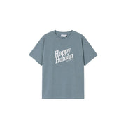 T-SHIRT HAPPY HUMAN / silver blue