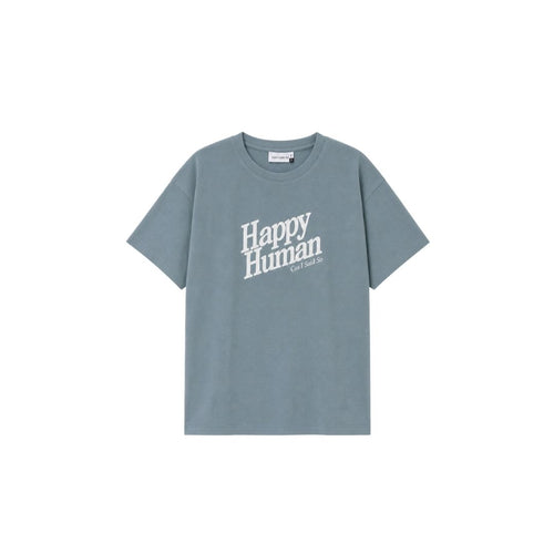 T-SHIRT HAPPY HUMAN / silver blue