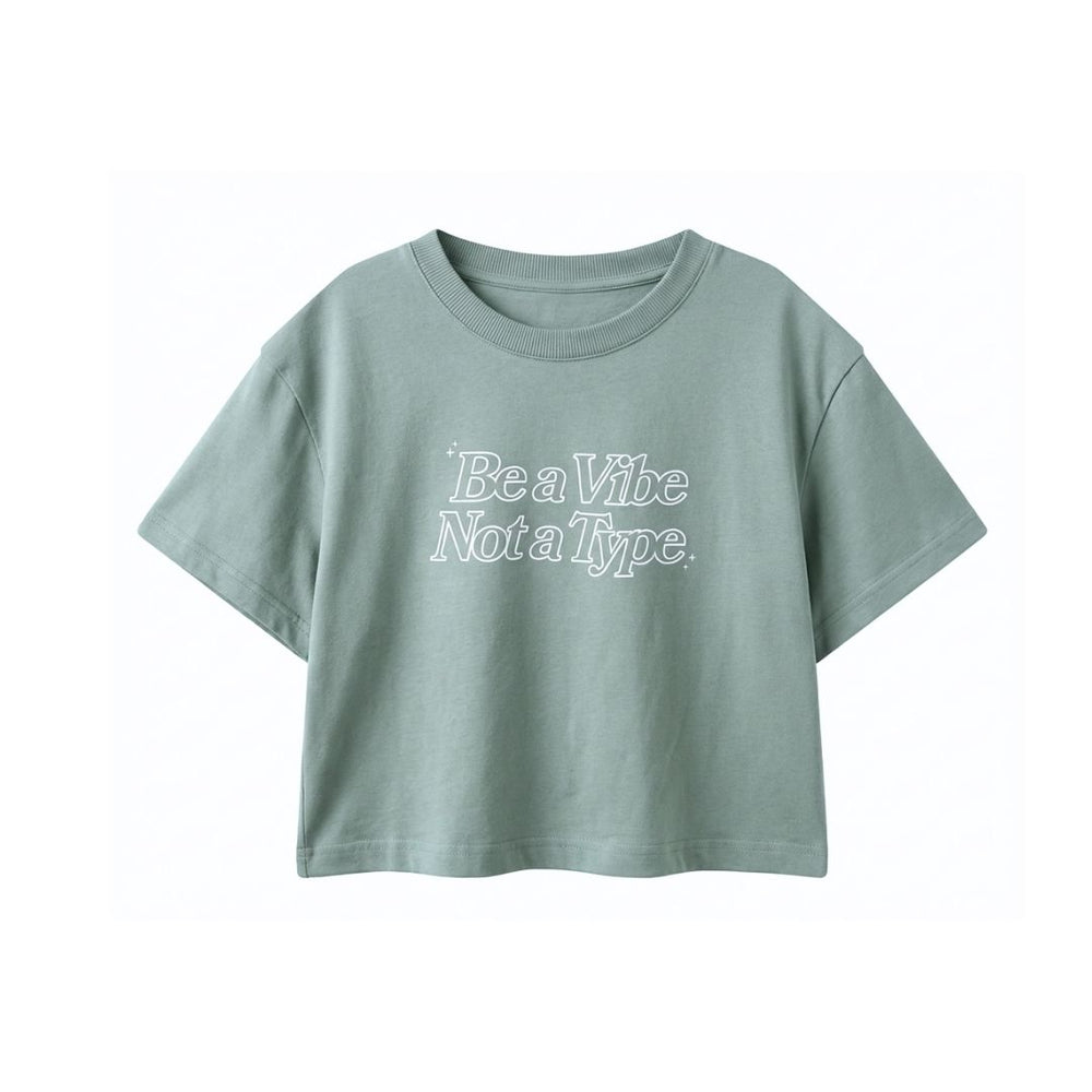 CROP T-SHIRT VIBE TYPE / silver blue