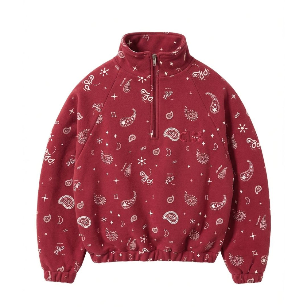 HALF ZIP SWEATER PAISLEY / red