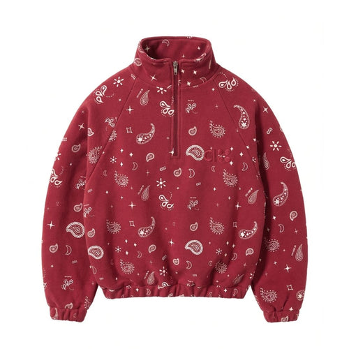 HALF ZIP SWEATER PAISLEY / red