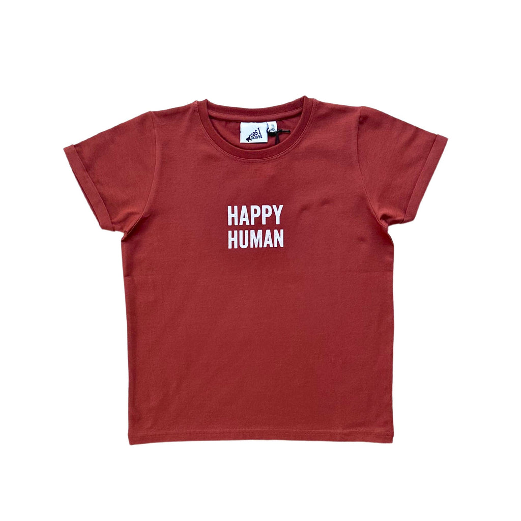 T-SHIRT HAPPY HUMAN / MAHOGANY