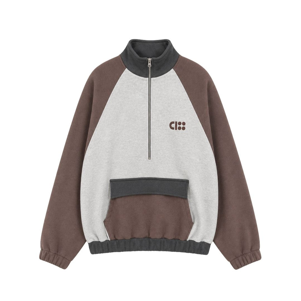 HALF ZIP POCKET SWEATER / colour block