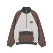 HALF ZIP POCKET SWEATER / colour block