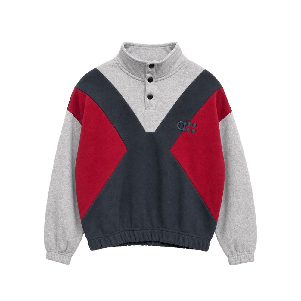 BUTTON UP SWEATER / colour block