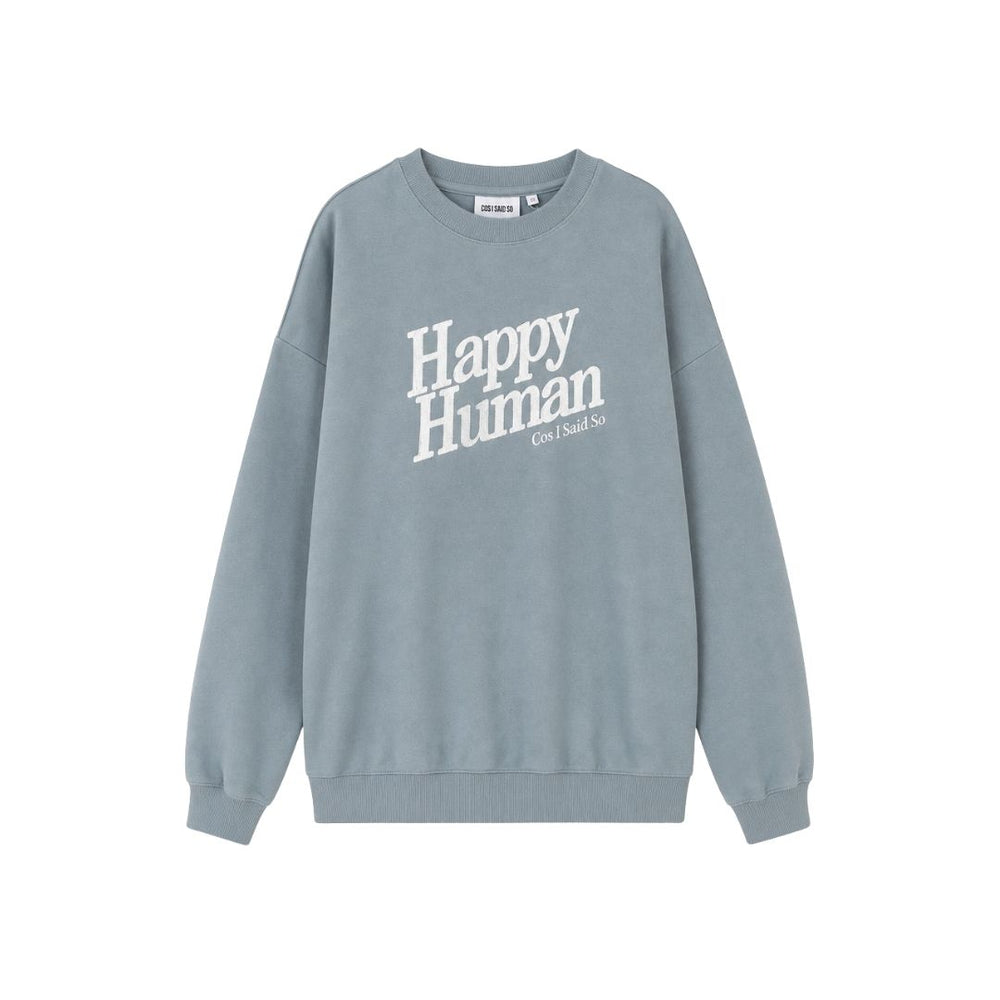 SWEATER HAPPY HUMAN / silver blue