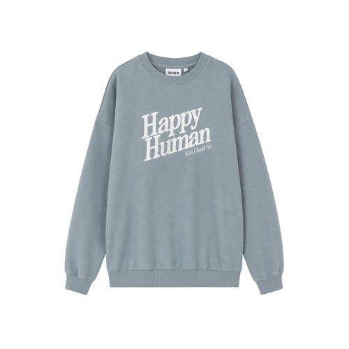 SWEATER HAPPY HUMAN / silver blue