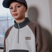 HALF ZIP POCKET SWEATER / colour block