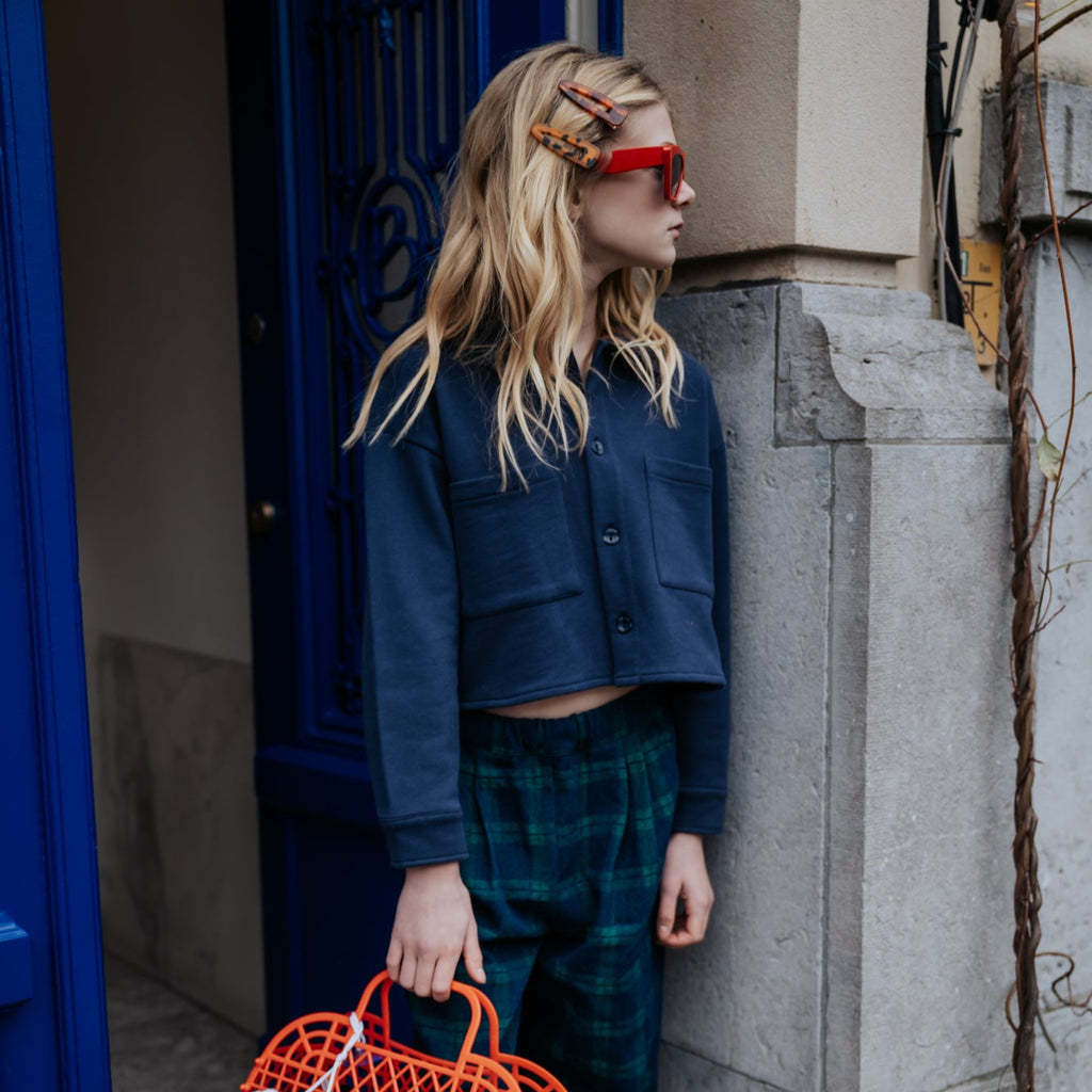 CROP JOG SHIRT maritime