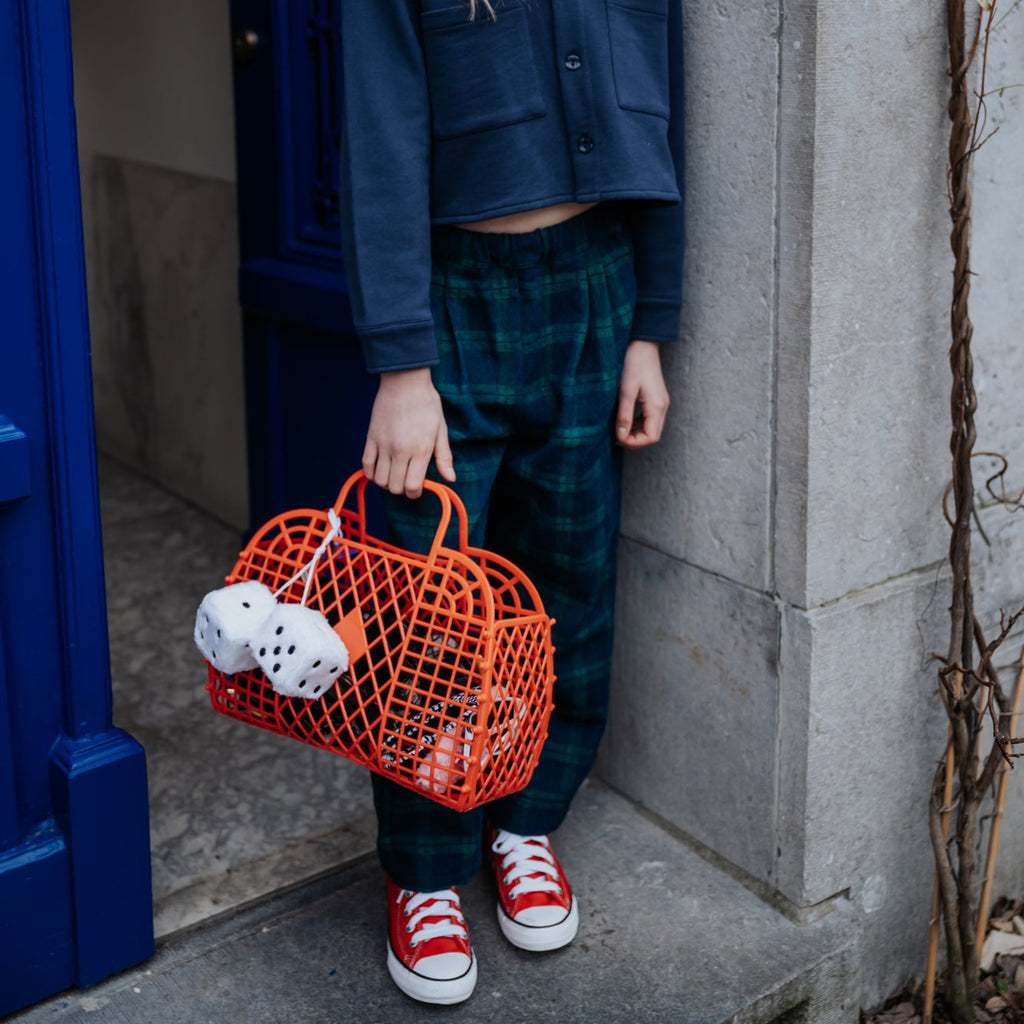 DENIM PLAID DARTED TROUSER