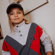 BUTTON UP SWEATER / colour block