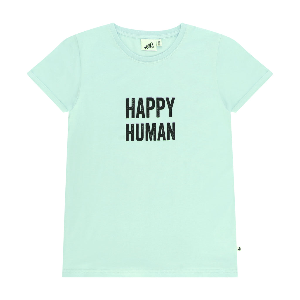 T-SHIRT HAPPY HUMAN / AQUA GLASS