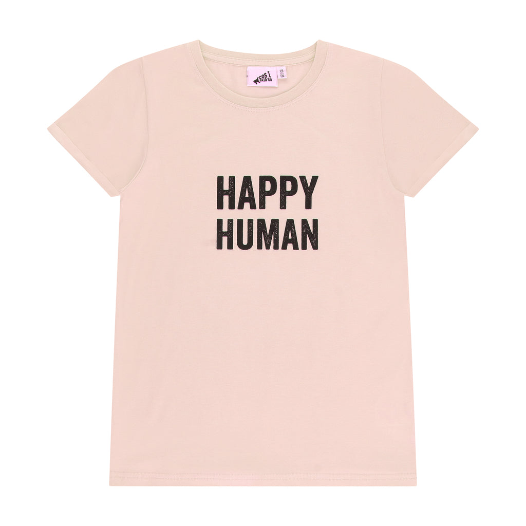 T-SHIRT HAPPY HUMAN / BISQUE