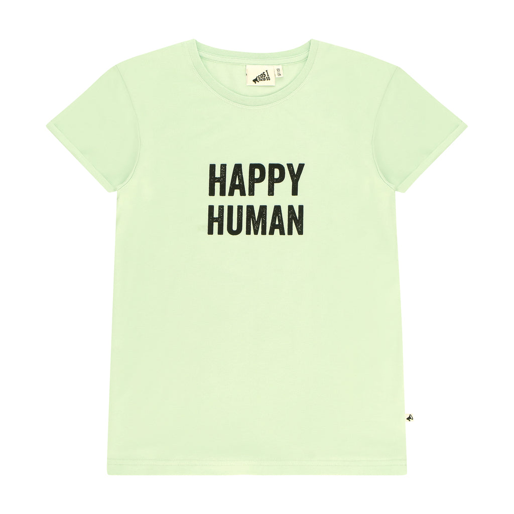 T-SHIRT HAPPY HUMAN / WHITE JADE