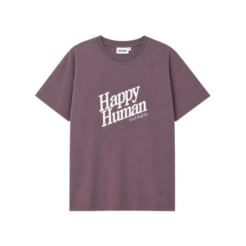 T-SHIRT HAPPY HUMAN / peppercorn