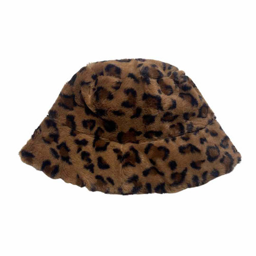 LEOPARD FAUX FUR BUCKET HAT