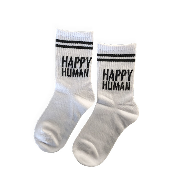 HAPPY HUMAN SOCKS WHITE/BLACK