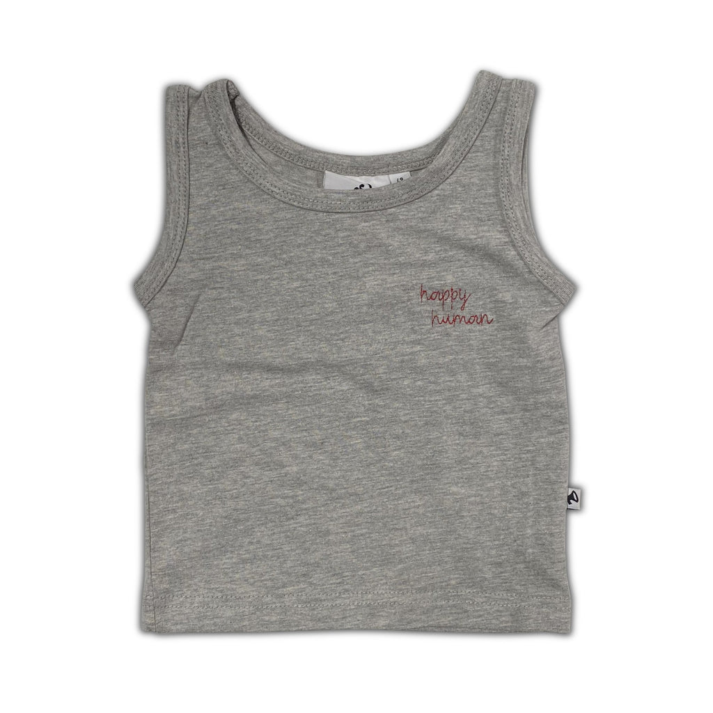 HAPPY HUMAN (SCRIPT) TANK TOP / GREY