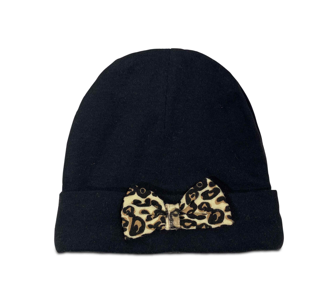 NEWBORN LEOPARD BOW HAT